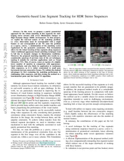 Geometric-based Line Segment Tracking for HDR Stereo Sequences