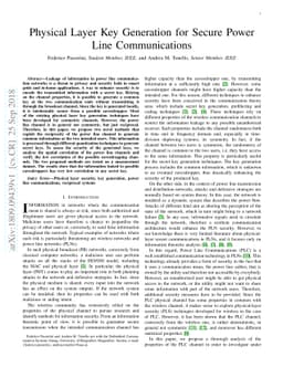 Physical Layer Key Generation for Secure Power Line Communications