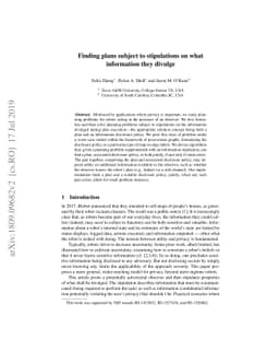 Finding plans subject to stipulations on what information they divulge