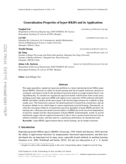 Generalization Properties of hyper-RKHS and its Applications