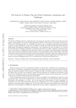 The Internet of Things, Fog and Cloud Continuum: Integration and
  Challenges