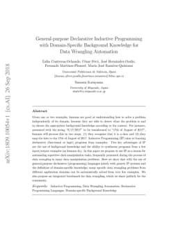 General-purpose Declarative Inductive Programming with Domain-Specific
  Background Knowledge for Data Wrangling Automation