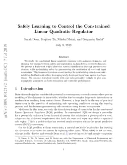 Safely Learning to Control the Constrained Linear Quadratic Regulator