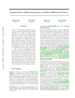 Optimal Noise-Adding Mechanism in Additive Differential Privacy