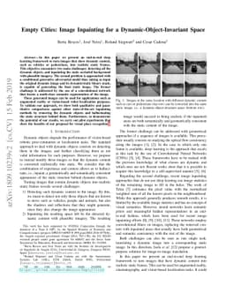 Empty Cities: Image Inpainting for a Dynamic-Object-Invariant Space