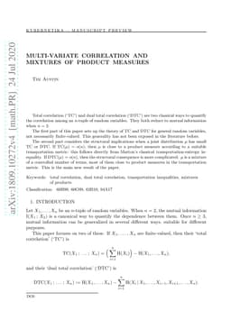 Multi-variate correlation and mixtures of product measures