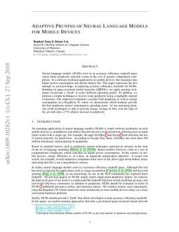 Adaptive Pruning of Neural Language Models for Mobile Devices