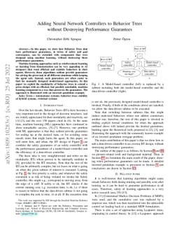Adding Neural Network Controllers to Behavior Trees without Destroying
  Performance Guarantees