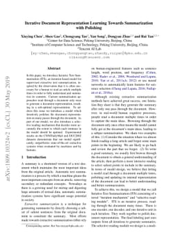 Iterative Document Representation Learning Towards Summarization with
  Polishing