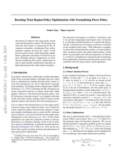 Boosting Trust Region Policy Optimization by Normalizing Flows Policy
