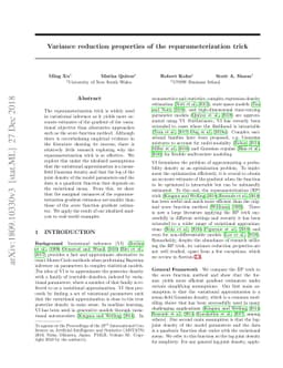Variance reduction properties of the reparameterization trick