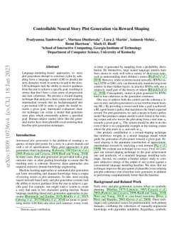 Controllable Neural Story Plot Generation via Reward Shaping