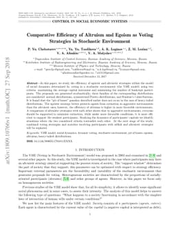 Comparative Efficiency of Altruism and Egoism as Voting Strategies in
  Stochastic Environment