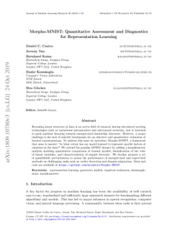 Morpho-MNIST: Quantitative Assessment and Diagnostics for Representation
  Learning