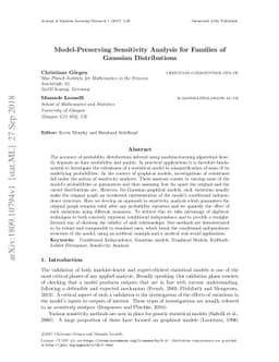 Model-Preserving Sensitivity Analysis for Families of Gaussian
  Distributions