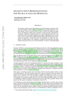 Adaptive Input Representations for Neural Language Modeling