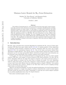 Minimax Lower Bounds for $\mathcal{H}_\infty$-Norm Estimation