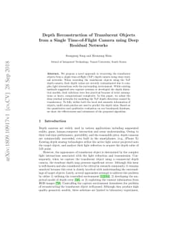 Depth Reconstruction of Translucent Objects from a Single Time-of-Flight
  Camera using Deep Residual Networks
