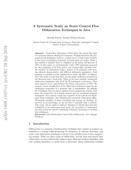 A Systematic Study on Static Control Flow Obfuscation Techniques in Java