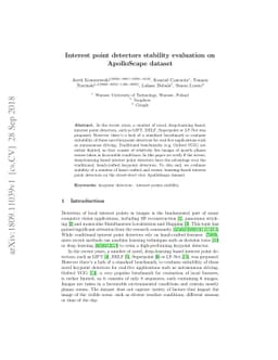 Interest point detectors stability evaluation on ApolloScape dataset