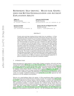 Rethinking Self-driving: Multi-task Knowledge for Better Generalization
  and Accident Explanation Ability