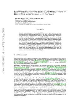 Reconciling Feature-Reuse and Overfitting in DenseNet with Specialized
  Dropout