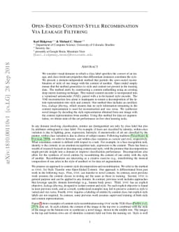 Open-Ended Content-Style Recombination Via Leakage Filtering