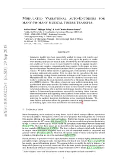Modulated Variational auto-Encoders for many-to-many musical timbre
  transfer