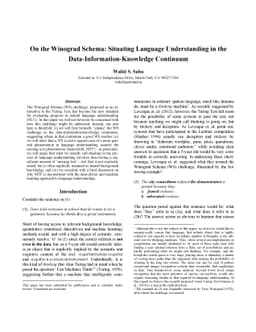 On the Winograd Schema: Situating Language Understanding in the
  Data-Information-Knowledge Continuum
