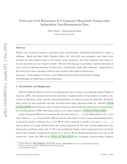 Power and Level Robustness of A Composite Hypothesis Testing under
  Independent Non-Homogeneous Data