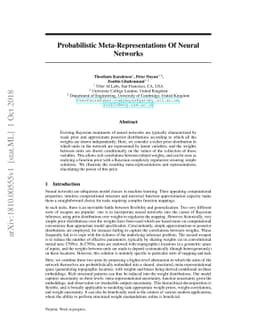 Probabilistic Meta-Representations Of Neural Networks