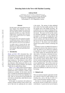 Detecting Satire in the News with Machine Learning