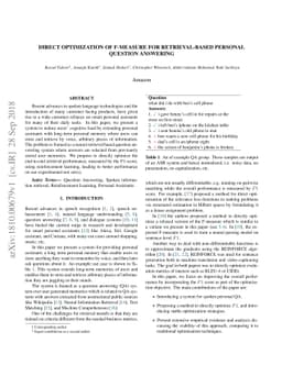 Direct optimization of F-measure for retrieval-based personal question
  answering