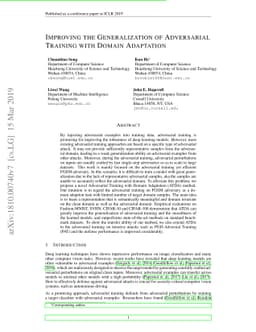 Improving the Generalization of Adversarial Training with Domain
  Adaptation