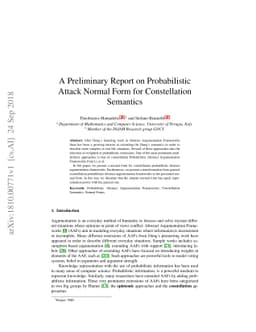A Preliminary Report on Probabilistic Attack Normal Form for
  Constellation Semantics