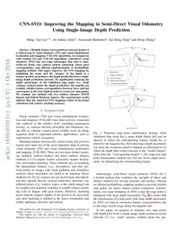 CNN-SVO: Improving the Mapping in Semi-Direct Visual Odometry Using
  Single-Image Depth Prediction