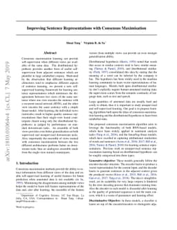 Improving Sentence Representations with Consensus Maximisation