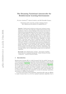 The Dreaming Variational Autoencoder for Reinforcement Learning
  Environments