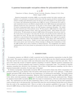 A quantum homomorphic encryption scheme for polynomial-sized circuits