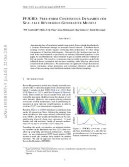 FFJORD: Free-form Continuous Dynamics for Scalable Reversible Generative
  Models