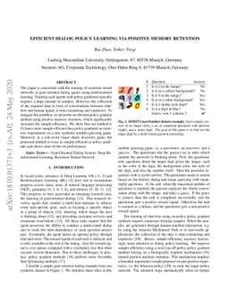Efficient Dialog Policy Learning via Positive Memory Retention