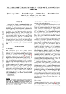 Disambiguating Music Artists at Scale with Audio Metric Learning