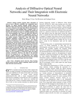Analysis of Diffractive Optical Neural Networks and Their Integration
  with Electronic Neural Networks