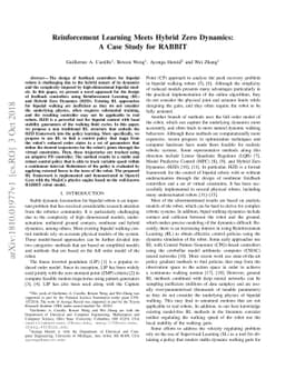 Reinforcement Learning Meets Hybrid Zero Dynamics: A Case Study for
  RABBIT