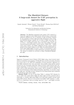 The Blackbird Dataset: A large-scale dataset for UAV perception in
  aggressive flight