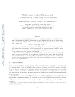 On the Inner Product Predicate and a Generalization of Matching Vector
  Families