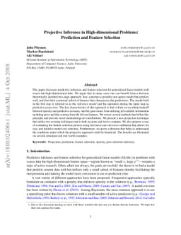 Projective Inference in High-dimensional Problems: Prediction and
  Feature Selection