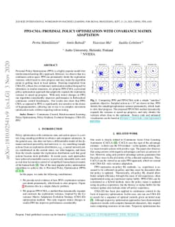 PPO-CMA: Proximal Policy Optimization with Covariance Matrix Adaptation