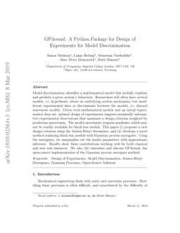 GPdoemd: a Python package for design of experiments for model
  discrimination