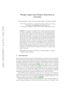 Weakly Supervised Object Detection in Artworks